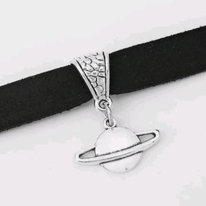 SOLD 90's Goth Black Velvet Planet Saturn Choker